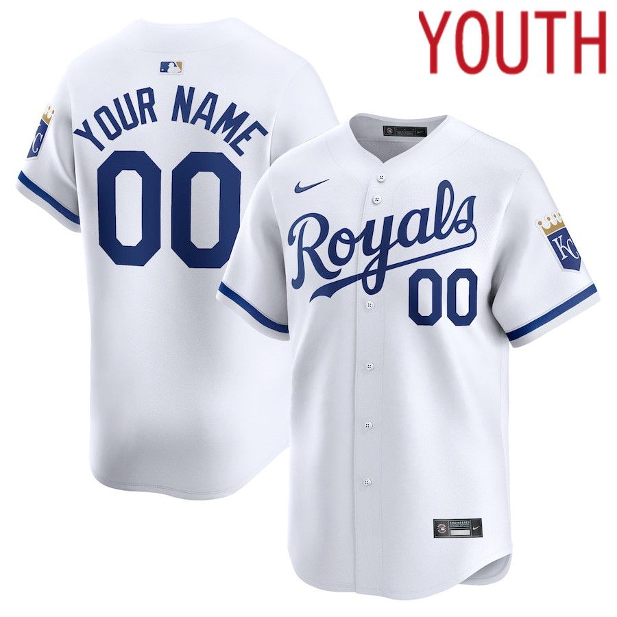 Youth Kansas City Royals Nike White Home Limited Custom MLB Jersey